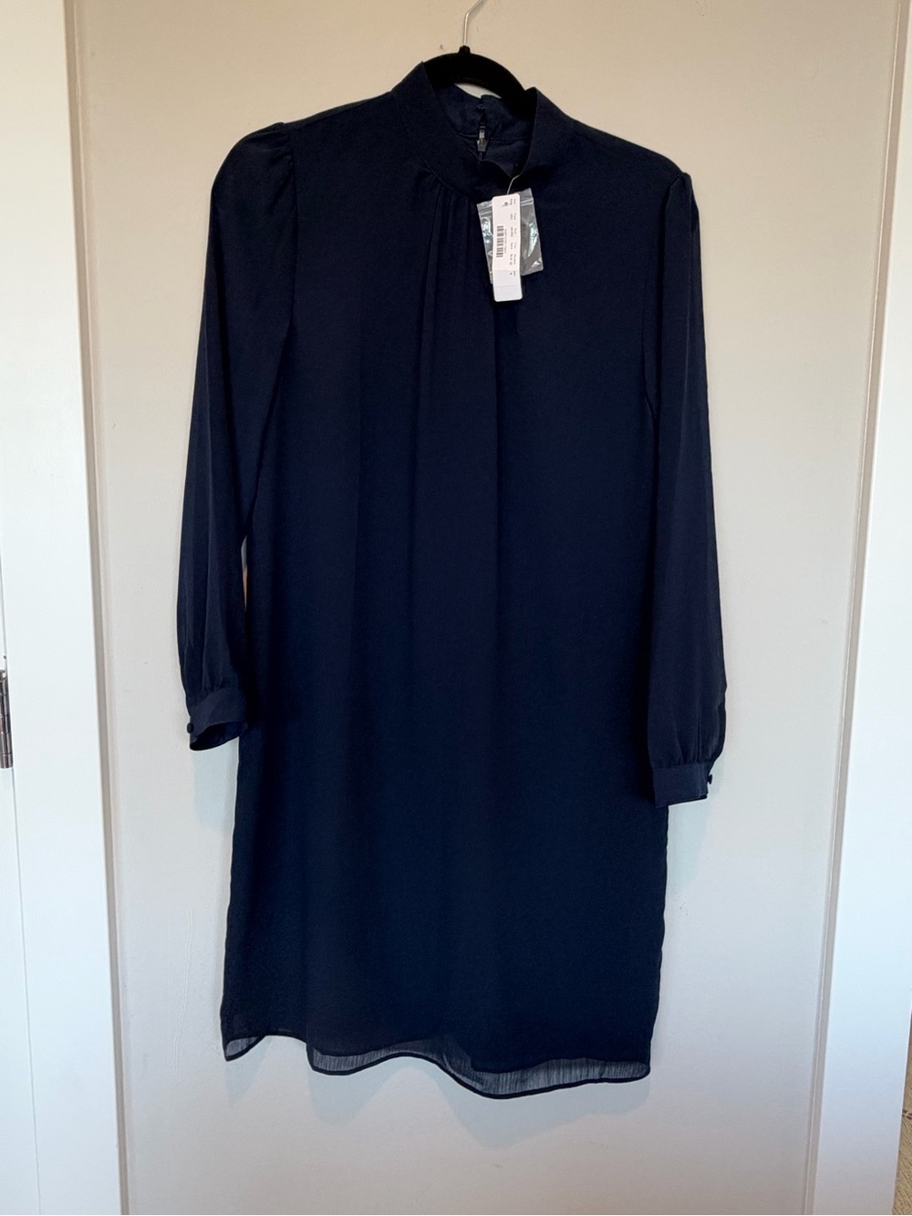 J. Crew Navy Long-Sleeve High-Neck Shift Dress